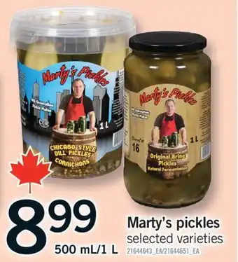 Fortinos MARTY'S PICKLES, 500 ML/1 L offer