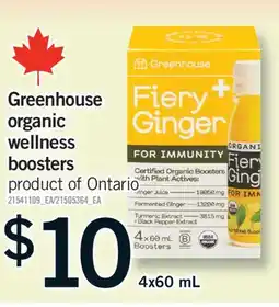 Fortinos GREENHOUSE ORGANIC WELLNESS BOOSTERS, 4X60 ML offer