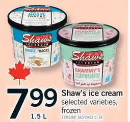 Fortinos SHAW'S ICE CREAM, 1.5 L offer