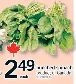 Fortinos BUNCHED SPINACH offer