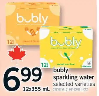 Fortinos BUBLY SPARKLING WATER, 12X355 ML offer