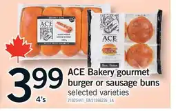 Fortinos ACE BAKERY GOURMET BURGER OR SAUSAGE BUNS, 4'S offer