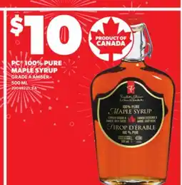 Loblaws PC 100% PURE MAPLE SYRUP, 500ML offer