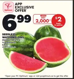Loblaws SEEDLESS WATERMELONS, 11 LB AVERAGE offer