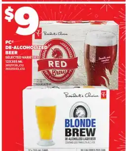 Loblaws PC DE-ALCOHOLIZED BEER 12X355ML offer