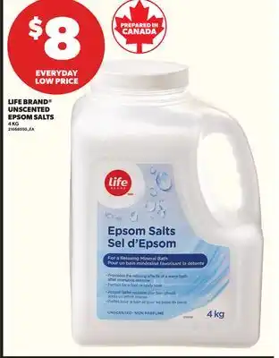 Loblaws LIFE BRAND UNSCENTED EPSOM SALTS, 4KG offer