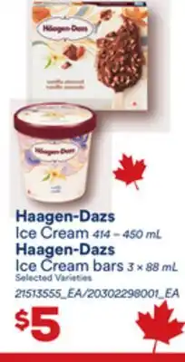 Loblaws HAAGEN-DAZS ICE CREAM 414 – 450ML HAAGEN-DAZS ICE CREAM BARS 3 X 88ML offer