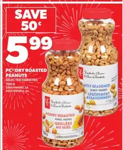 Loblaws PC DRY ROASTED PEANUTS, 700G offer