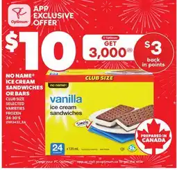 Loblaws NO NAME ICE CREAM SANDWICHES OR BARS, 24-30'S offer