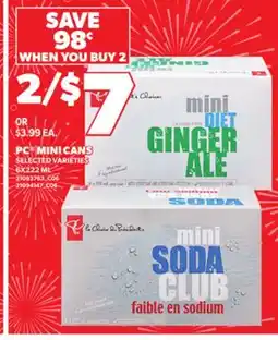 Loblaws PC MINI CANS, 6 X 222 ML offer