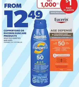 Loblaws COPPERTONE OR EUCERIN SUNCARE PRODUCTS offer