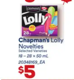 Loblaws CHAPMAN'S LOLLY NOVELTIES, 18 – 28 x 50mL offer