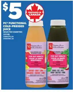 Loblaws PC FUNCTIONAL COLD-PRESSED JUICE, 333 ML offer