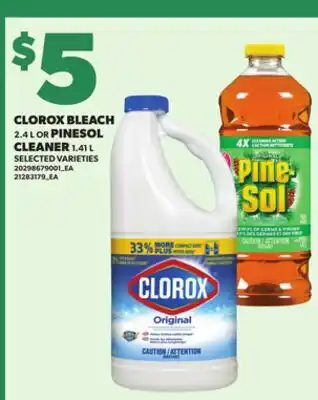 Loblaws CLOROX BLEACH 2.4L OR PINESOL CLEANER 1.41L offer