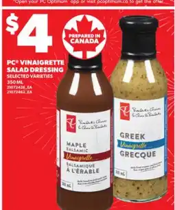 Loblaws PC VINAIGRETTE SALAD DRESSING, 350 ML offer