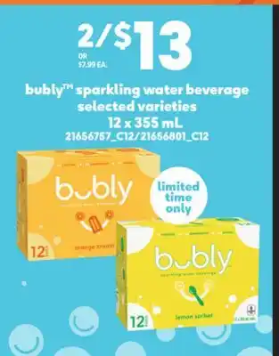 Loblaws BUBLY SPARKLING WATER BEVERAGE, 12 X 355 ML offer