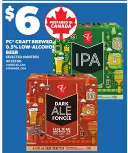 Loblaws PC CRAFT BREWED 0.5% LOW-ALCOHOL BEER 4X355ML offer