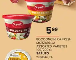 Loblaws SAPUTO BOCCONCINI OR FRESH MOZZARELLA, 190/200 G offer