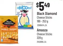 Loblaws BLACK DIAMOND CHEESE STICKS, 189 - 252 G, AMOOZA CHEESE STICKS, 228 G offer