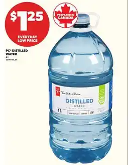 Loblaws PC DISTILLED WATER, 4 L offer