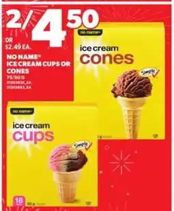 Loblaws NO NAME ICE CREAM CUPS OR CONES, 75/80 G offer