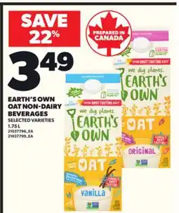 Loblaws EARTH'S OWN OAT NON-DAIRY BEVERAGES, 1.75 L offer