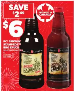 Loblaws PC SMOKIN' STAMPEDE BBQ SAUCE 1L offer