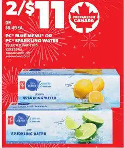 Loblaws PC BLUE MENU OR PC SPARKLING WATER, 12X355ML offer