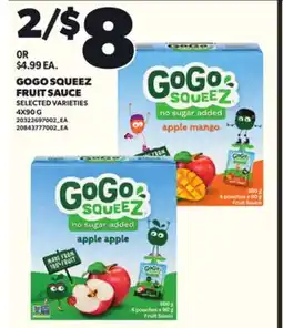 Loblaws GOGO SQUEEZ FRUIT SAUCE, 4X90G offer