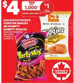 Loblaws OLD DUTCH POTATO CHIPS OR SNACKS OR HUMPTY DUMPTY SNACKS, 200 -290 G offer