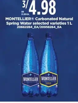 Loblaws MONTELLIER CARBONATED NATURAL SPRING WATER, 1L offer
