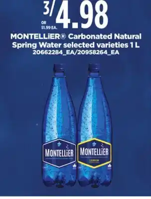 Loblaws MONTELLIER CARBONATED NATURAL SPRING WATER, 1L offer
