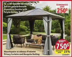 Sushi Shop Aluminum Gazebo with Polycarbonate Roof, Privacy Curtains and Mosquito Netting offer