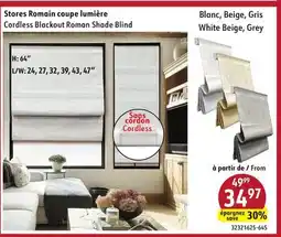 Sushi Shop Stores Romain coupe lumière Cordless Blackout Roman Shade Blind offer