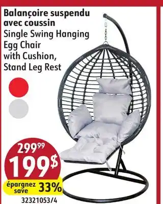 Sushi Shop Single Swing Hanging Egg Chair with Cushion, Stand Leg Rest offer