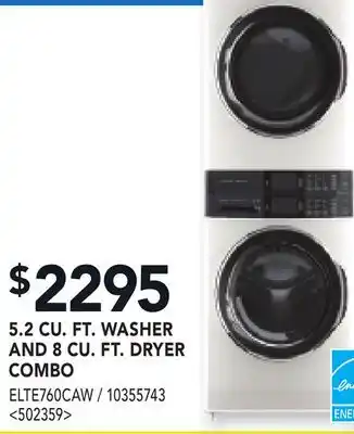 RONA ELECTROLUX 5.2 CU. FT. WASHER AND 8 CU. FT. DRYER COMBO offer