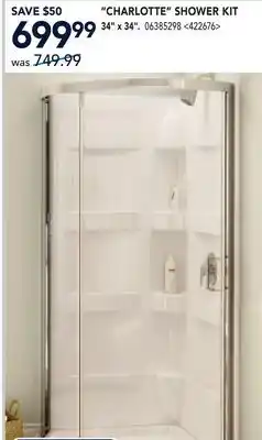 RONA CHARLOTTE SHOWER KIT 34 x 34 offer