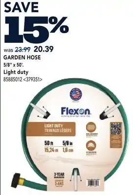 RONA GARDEN HOSE 5/8 X 50' Light Duty offer