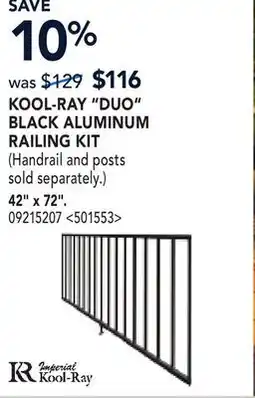 RONA 42 x 72 KOOL-RAY DUO BLACK ALUMINUM RAILING KIT offer
