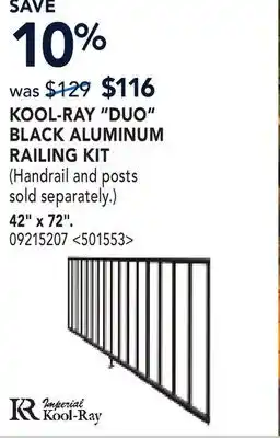 RONA 42 x 72 KOOL-RAY DUO BLACK ALUMINUM RAILING KIT offer