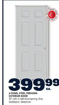 RONA 6-PANEL STEEL PREHUNG EXTERIOR DOOR offer