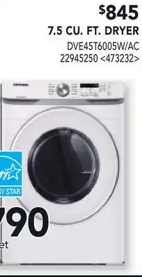 RONA 7.5 CU. FT. DRYER offer