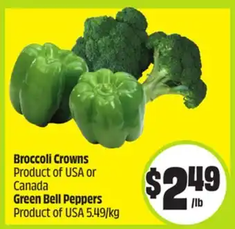 FreshCo Broccoli Crowns Product of USA or Canada Green Bell Peppers Product of USA 5.49/kg offer