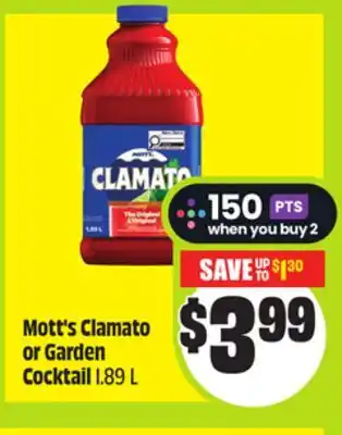 FreshCo Mott's Clamato or Garden Cocktail 1.89 L offer