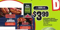 FreshCo Schneiders Bacon, Bologna, Juicy Jumbos or Smoked Sausages 100-500 g offer