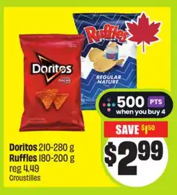 FreshCo Doritos 210-280 g Ruffles 180-200 g offer