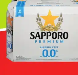 FreshCo Sapporo Non-Alcoholic Beer 6x355 mL offer