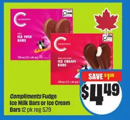 FreshCo Compliments Fudge Ice Milk Bars or Ice Cream Bars 12 pk offer