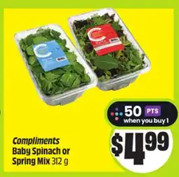 FreshCo Compliments Baby Spinach or Spring Mix 312 g offer