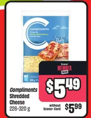 FreshCo Compliments Shredded Cheese 226-320 g offer